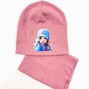 GIRL čepice s kamínky + nákrčník