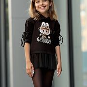 Labubu mikinová hoodie tunika s tylem chocolate