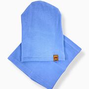 Baby blue žebrovaná houmles čepka s nákrčníkem