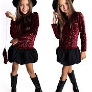 Flitrové šaty s kabelkou RED