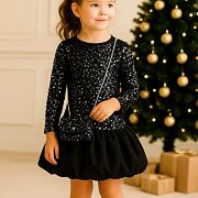 Glam flitr šaty s kabelkou černé