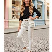 Fashion legínové kalhoty s volánky bílé