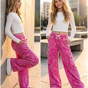 Acid wash pink cargo tepláky