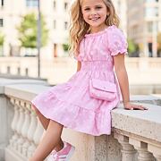 Puntíkaté šaty Carmen s kabelkou PINK