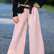 Plisované kalhoty s páskem růžové