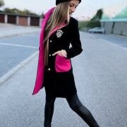 College flauš kabát black/pink