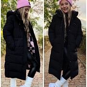 Ultra dlouhý zimní kabát černý