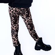 Leopard soft velur legíny tmavé