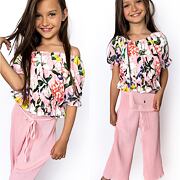 Letní plisovaný set s kabelkou pink