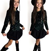 Flitrové šaty s kabelkou SMARAGD