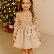 Slavnostní šaty s flitry a mašlí gold