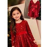 Glamour soft velur šaty s flitry a mašlí RED