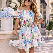 Letní květované hispánky s kabelkou blue