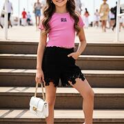 Flower denim kraťasy černé