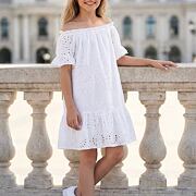 Letní madeira šaty bílé