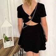 Točivé letní šaty s kabelkou black