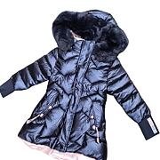 Zimní metalický kabát s kožešinou blue