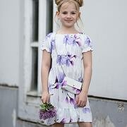 Purple flowers šaty s kabelkou