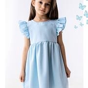 Baby blue šaty s řasenými rukávy Lily Grey