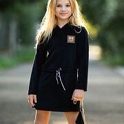 Velurové hoodie šaty s kabelkou black