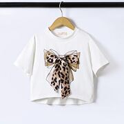 Animal bow crop triko bílé
