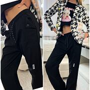 FASHION maxi volné lounge tepláky černé