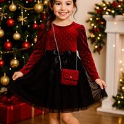 Black/red šaty s kabelkou