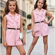 Letní overal s páskem růžový