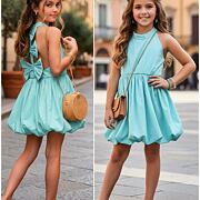 Tyrkys Bella mašličkové šaty