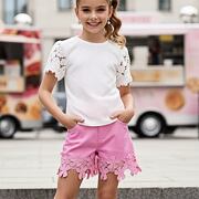 Flower denim kraťasy růžové