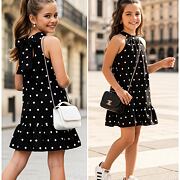 Mini chic šaty s puntíky černé