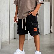 Soft denim baggy kapsáčové kraťasy dark