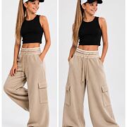 Cargo lounge široké tepláky beige