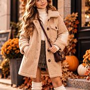 Beránkový fashion kabátek beige
