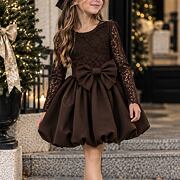 Sváteční šaty Elegance bow mocca