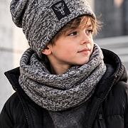 Deer melange beanie čepice + maxi nákrčník grey