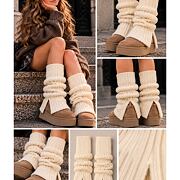 Teen flare knit návleky s rozparkem cream