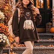 Podzimní mikinová hoodie tunika GIRL hnědá