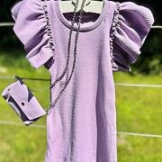 Žebrované mini šaty s kabelkou lila