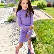 Svetříkové stretch šaty s knoflíčky lila