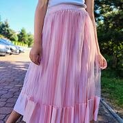 Plisovaná midi sukně růžová