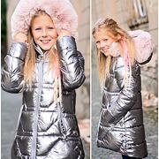 Zimní metalický kabát silver/pink