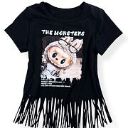 Labubu triko MONSTERS třásničky černé
