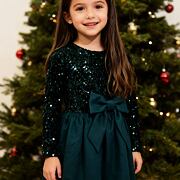 Slavnostní šaty s flitry a mašlí smaragdové