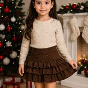 Vrstvená sukně GLOW hnědá