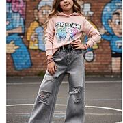 Volné ripped lounge džíny s páskem dark