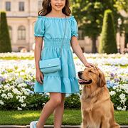 Letní vzdušné šaty s kabelkou tyrkys