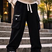 Bavlněné cargo baggy tepláky černé