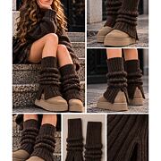 Teen flare knit návleky s rozparkem mocca