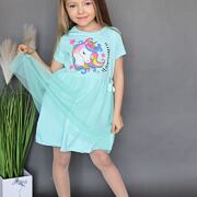Unicorn bavlněné šaty s tylovou sukní mint